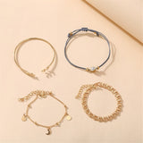 Cubic Zirconia & Goldtone Figaro Chain Bracelet Set