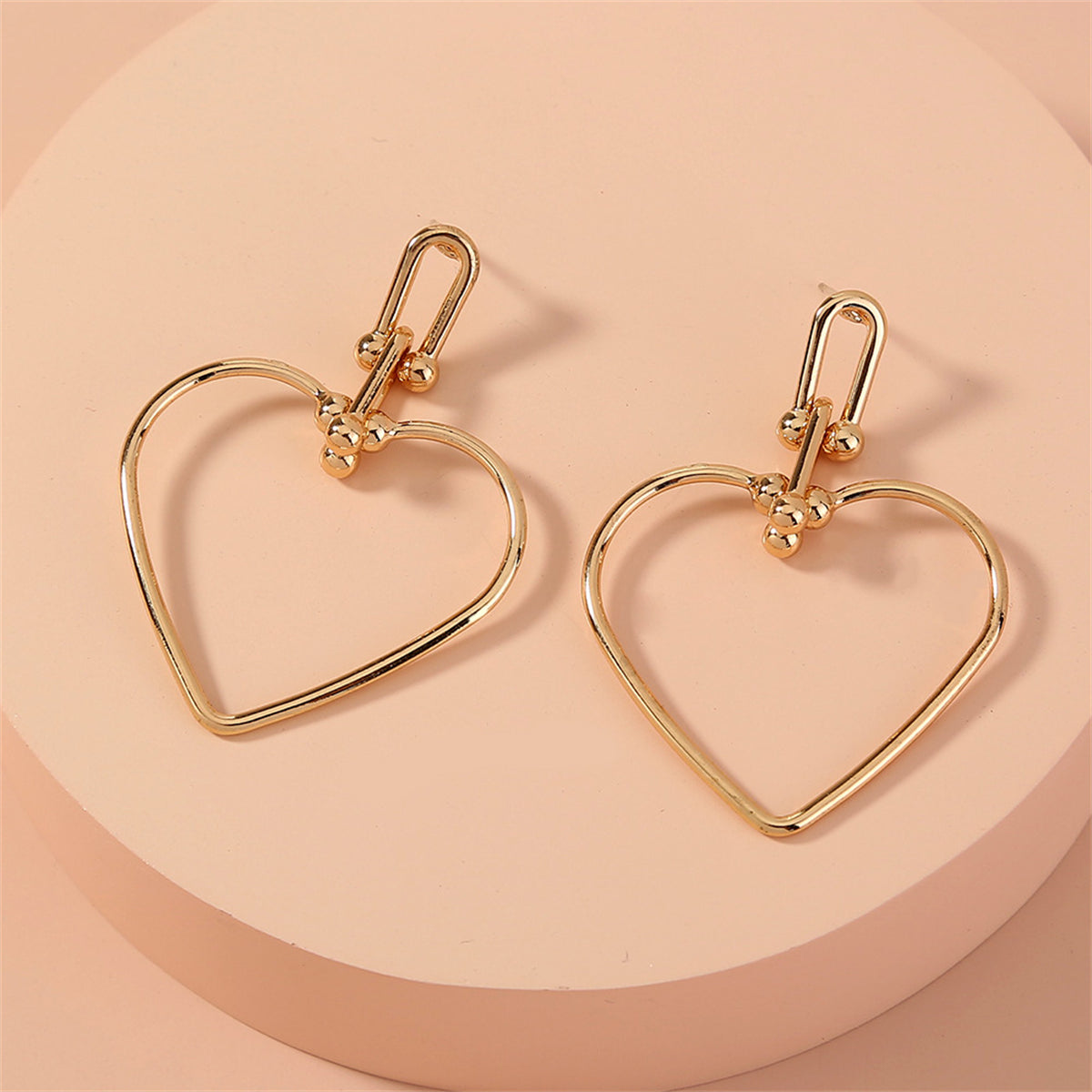 18K Gold-Plated Open Heart Drop Earrings, gold drop earrings for women, dainty minimalist design, lifestyle look