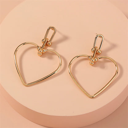 18K Gold-Plated Open Heart Drop Earrings, gold drop earrings for women, dainty minimalist design, lifestyle look