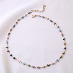 Blue Enamel & 18K Gold-Plated Multi-Hued Evil Eye Necklace