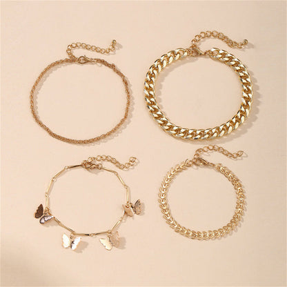 18K Gold-Plated Butterfly Station Bracelet Set, jewelry gift sets for women, elegant gift for her, styled look