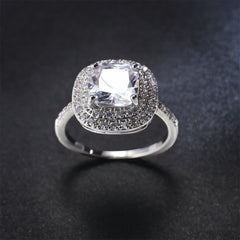 Cubic Zirconia & Crystal Halo Ring