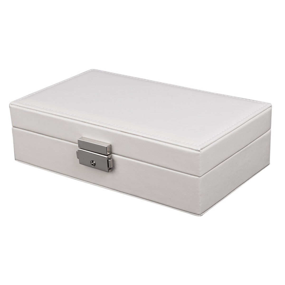 White Clasp Polystyrene Jewelry Storage Box, dainty minimalist design, detail close-up