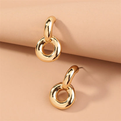 18K Gold-Plated Doughnut Drop Earrings, gold drop earrings for women, botanical inspired, front view