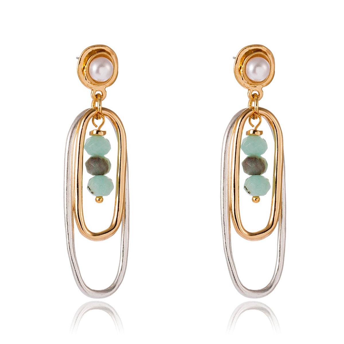 Pearl & Acrylic Two-Tone Paperclip Drop Earrings