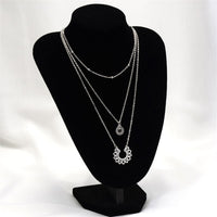 Black Resin & Silver-Plated Sunflower Layered Pendant Necklace