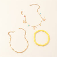 Polymer Clay & 18K Gold Plated Butterfly Station Anklet Set