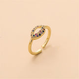 Rainbow Cubic Zirconia & Goldtone Lips Open Ring