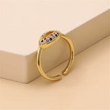 Rainbow Cubic Zirconia & Goldtone Lips Open Ring