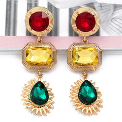 Yellow Crystal & 18K Gold-Plated Geometric Drop Earrings
