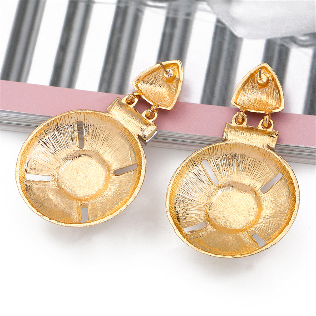 Pearl & Multi-Color Crystal 18k Gold-Plated Round Geometric Drop Earrings