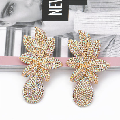 Cubic Zirconia 18K Gold-Plated Flower Drop Earrings, gold drop earrings for women, dainty minimalist design, side view