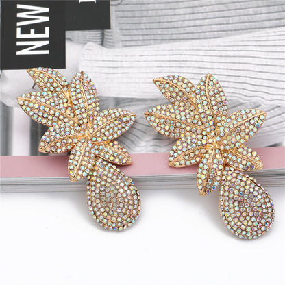 Cubic Zirconia 18K Gold-Plated Flower Drop Earrings, gold drop earrings for women, dainty minimalist design, lifestyle look