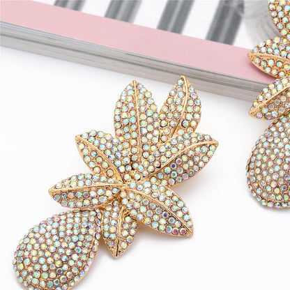 Cubic Zirconia 18K Gold-Plated Flower Drop Earrings