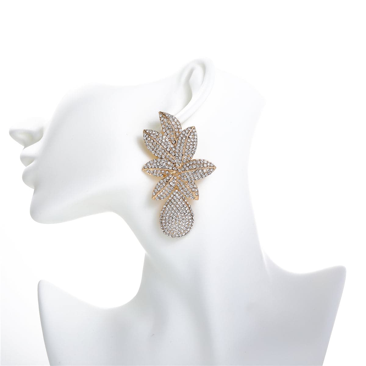 Cubic Zirconia 18K Gold-Plated Flower Drop Earrings, gold drop earrings for women, vintage-inspired design, lifestyle look
