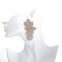 Cubic Zirconia 18K Gold-Plated Flower Drop Earrings