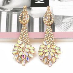 Colored Crystal & Cubic Zirconia Cluster Drop Earring