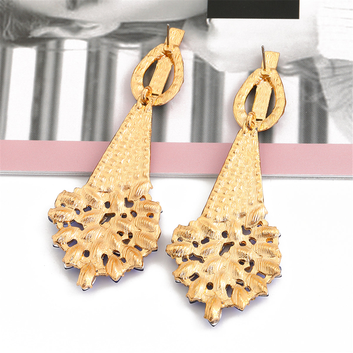 Colored Crystal & Cubic Zirconia Cluster Drop Earring