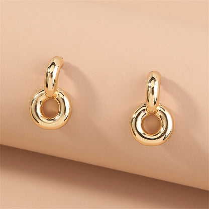 18K Gold-Plated Doughnut Drop Earrings, gold drop earrings for women, botanical inspired, lifestyle look
