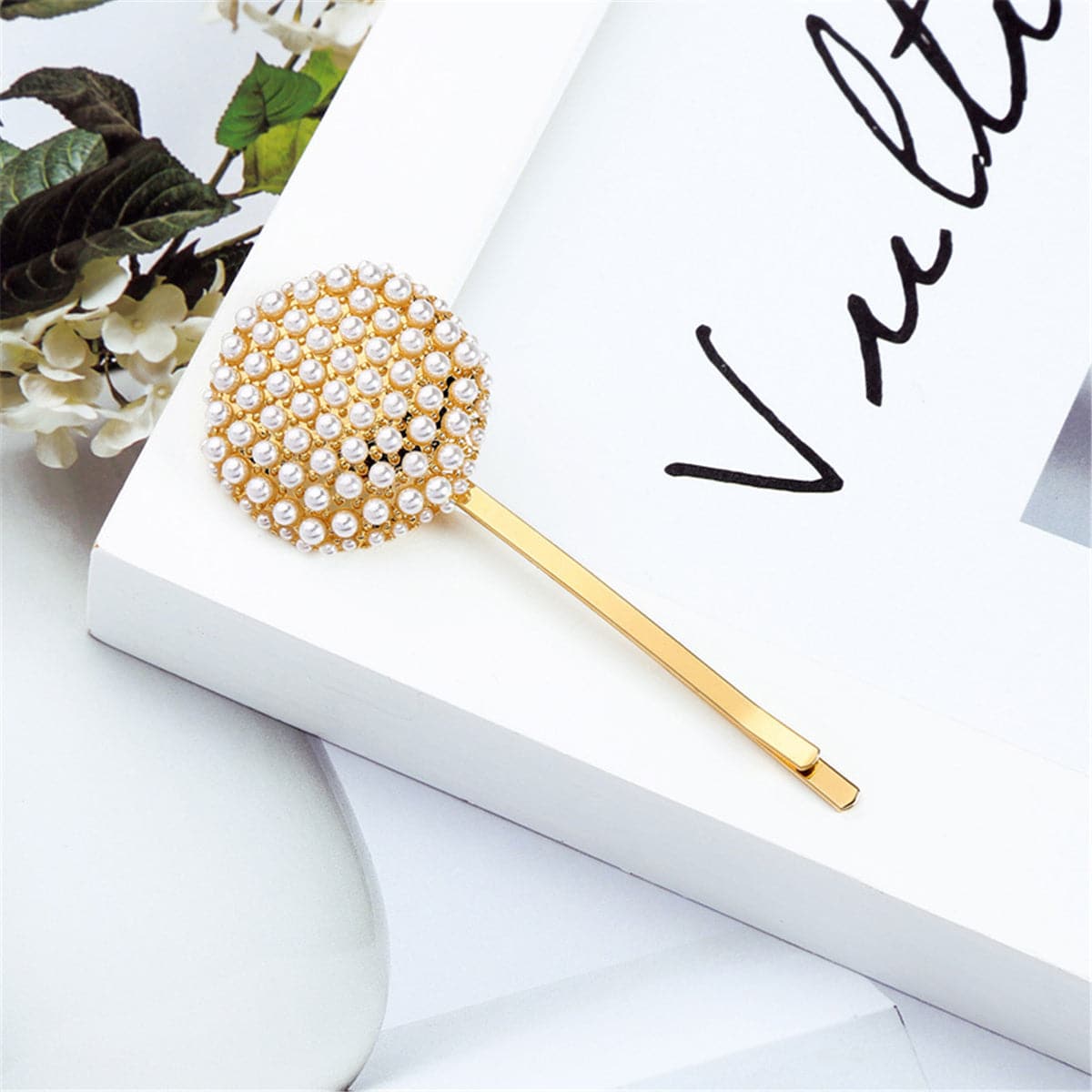 Pearl & 18K Gold-Plated Comb Hair Clip