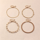 Goldtone Figaro & Snake Chain Anklet Set