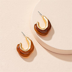 Amber Resin & 18K Gold-Plated Irregular Curve Drop Earrings