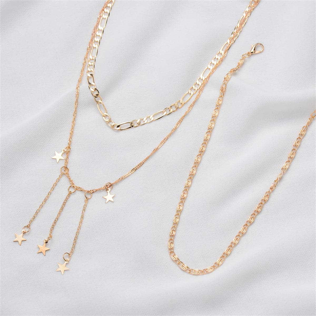 18K Gold-Plated Star Tassel Layered Pendant Necklace