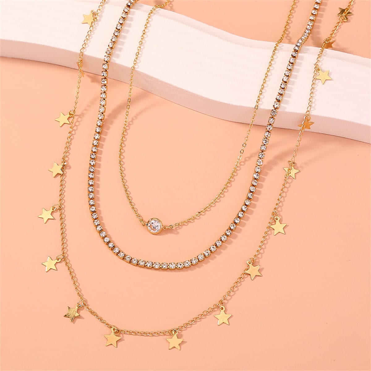 Cubic Zirconia & 18K Gold-Plated Solitaire Pendant Necklace Set