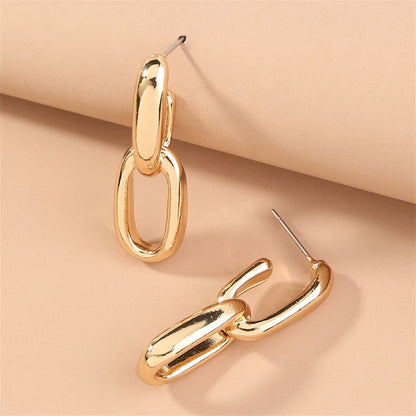 18K Gold-Plated Interlocked Cable Chain Drop Earrings, gold drop earrings for women, everyday style, side view