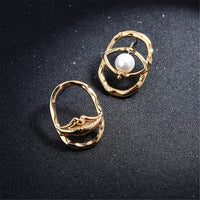 Imitation Pearl & 18k Gold-Plated Asymmetrical Eye & Lip Stud Earrings