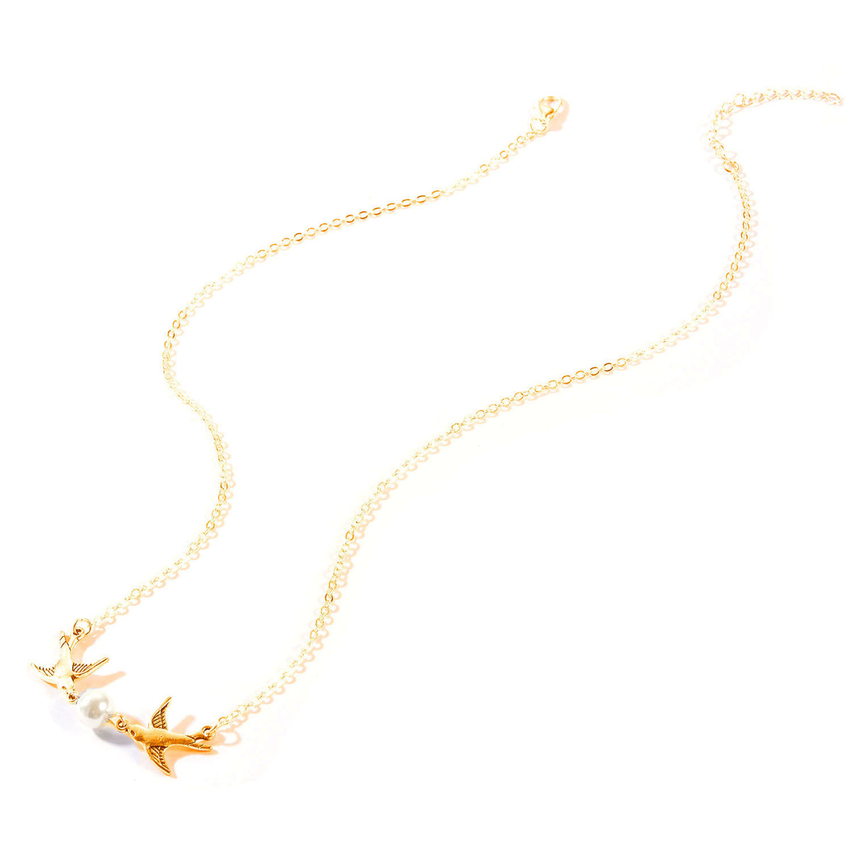 Pearl & 18K Gold-Plated Bird Pendant Necklace