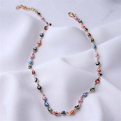Blue Enamel and 18K Gold-Plated Multi-Hued Evil Eye Necklace, gold pendant necklace for women, lifestyle look