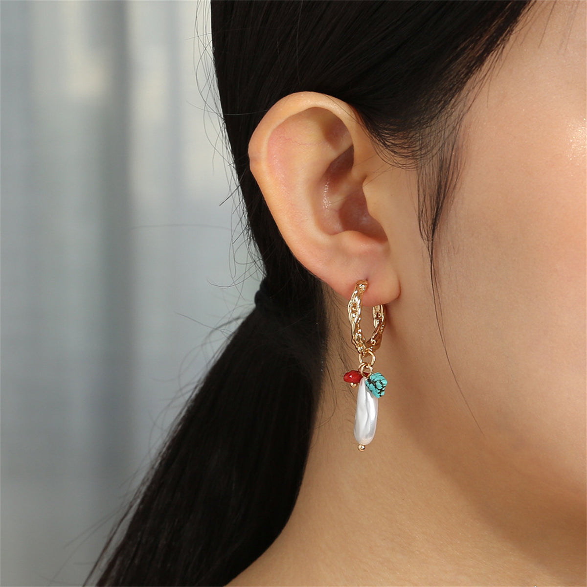 Turquoise & 18K Gold-Plated Drop Earrings