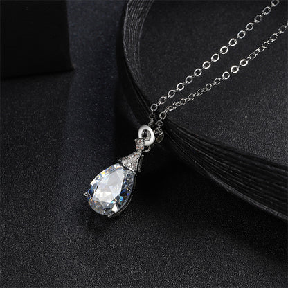 Cubic Zirconia and Crystal Teardrop Pendant Necklace, pendant necklace for women, elegant gift for her, lifestyle look