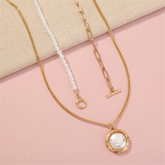 Pearl & 18K Gold-Plated Twine Toggle Necklace Set