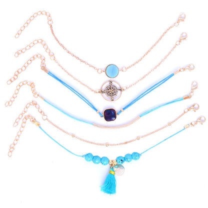 Turquoise and Polyster 18K Gold-Plated Shell Bracelet Set, jewelry gift sets for women, lifestyle look