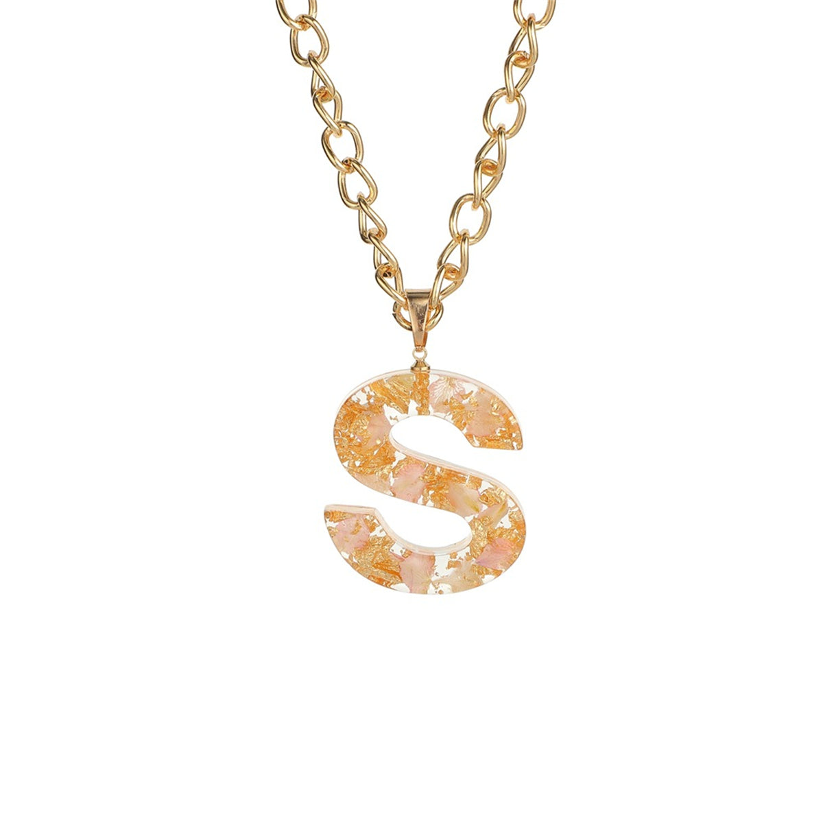 Pink & 18K Gold-Plated Floral Alphabet S Pendant Necklace