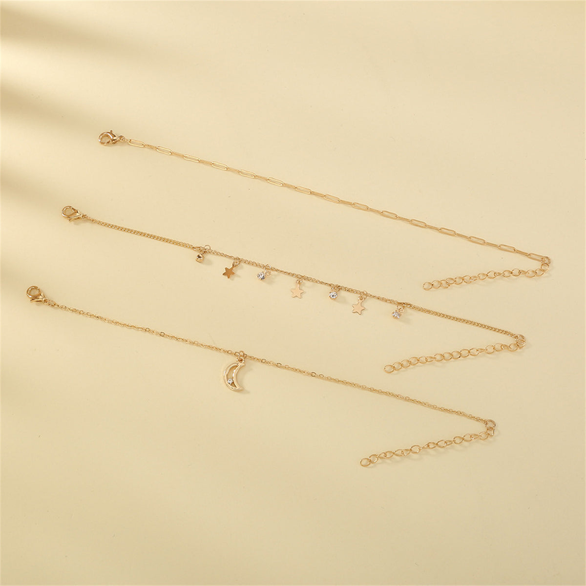 Cubic Zirconia and 18K Gold-Plated Celestial Bracelet Set, jewelry gift sets for women, detail close-up
