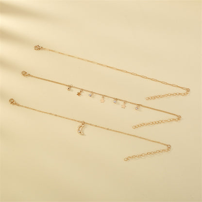 Cubic Zirconia and 18K Gold-Plated Celestial Bracelet Set, jewelry gift sets for women, detail close-up