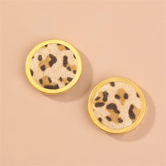 Beige Polystyrene & 18K Gold-Plated Leopard Round Stud Earrings