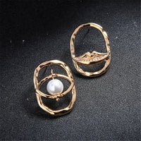 Imitation Pearl & 18k Gold-Plated Asymmetrical Eye & Lip Stud Earrings