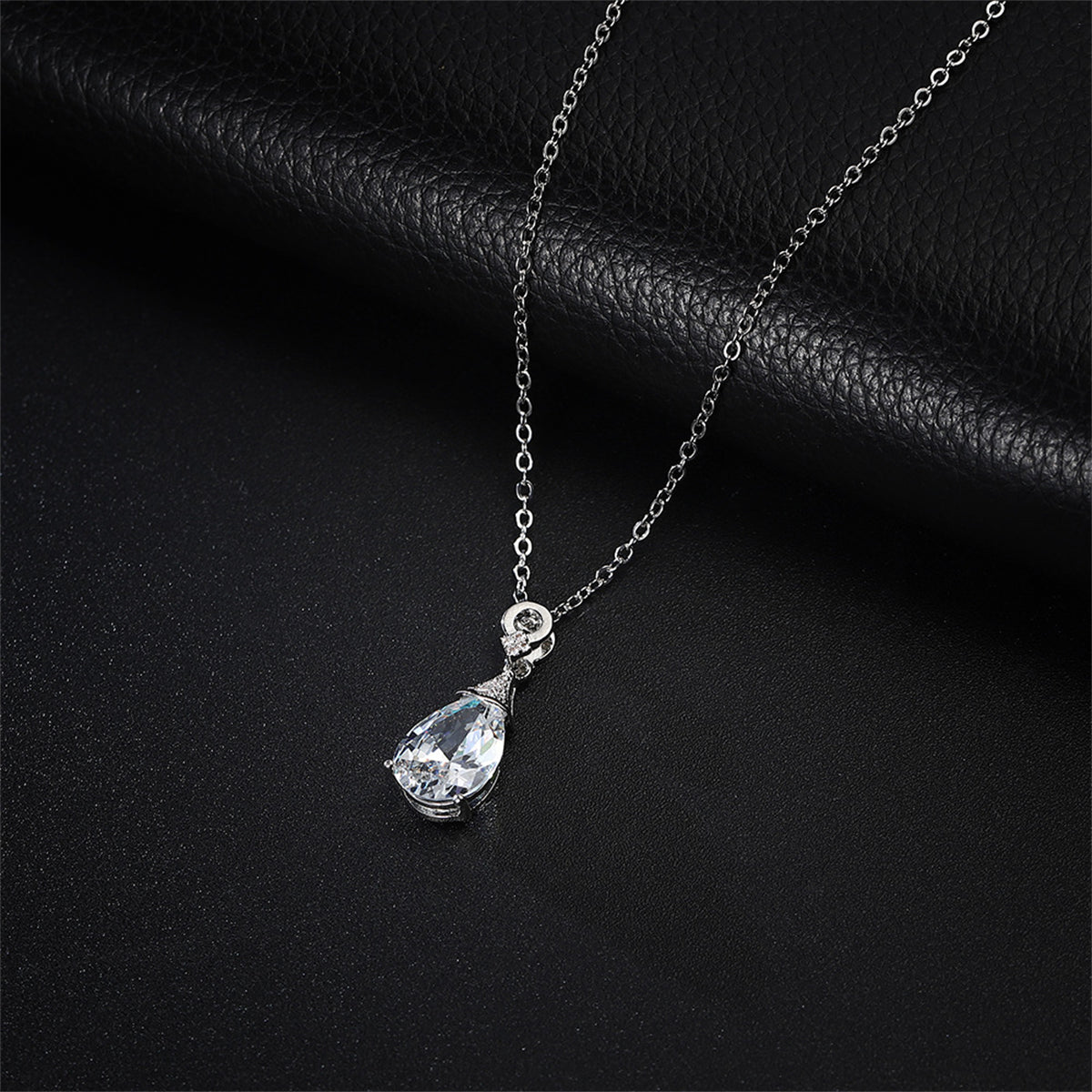 Cubic Zirconia and Crystal Teardrop Pendant Necklace, pendant necklace for women, elegant gift for her, styled look