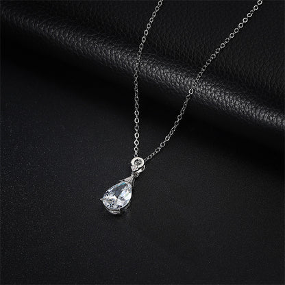 Cubic Zirconia and Crystal Teardrop Pendant Necklace, pendant necklace for women, elegant gift for her, styled look