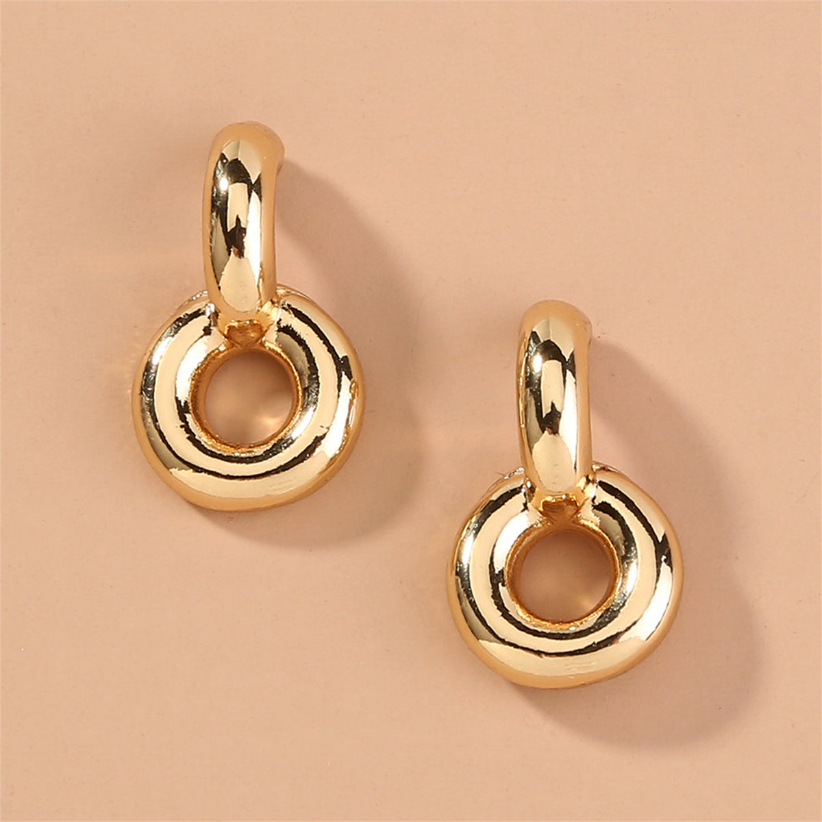 18K Gold-Plated Doughnut Drop Earrings, gold drop earrings for women, botanical inspired, styled look