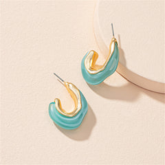 Light Blue Resin & 18K Gold-Plated Irregular Curve Drop Earrings