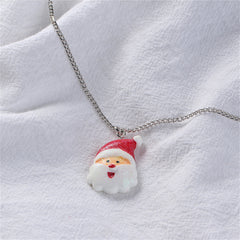 Red & White Santa Face Pendant Necklace