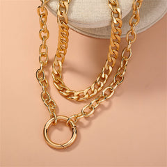 18K Gold-Plated Curb Chain Necklace Set