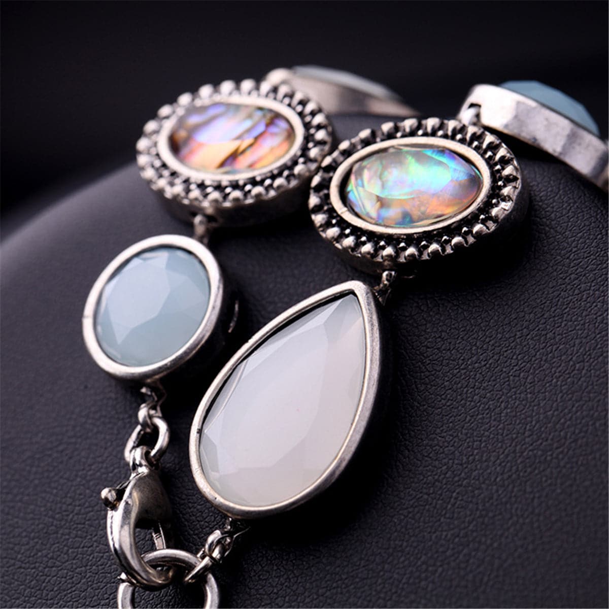 Abalone Shell & Resin Round Cut Bezel Tennis Bracelet