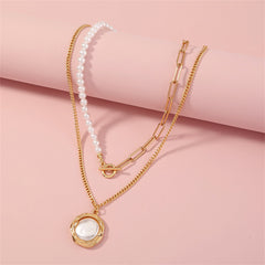 Pearl & 18K Gold-Plated Twine Toggle Necklace Set