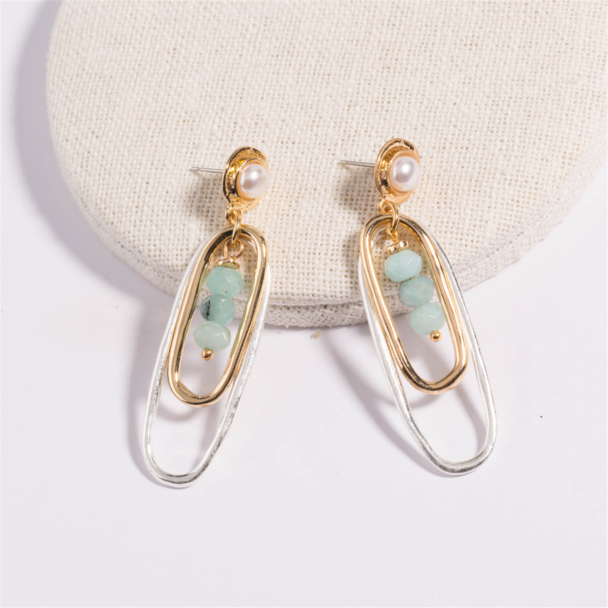 Pearl & Acrylic Two-Tone Paperclip Drop Earrings